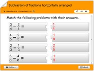 Subtraction of fractions horizontally arranged